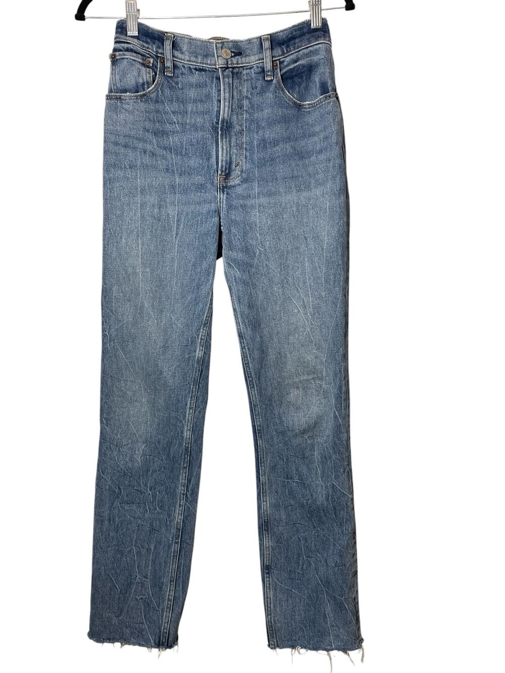 Abercrombie & Fitch Jeans 90s Straight Ultra High-Rise Siz 25 or 0 Fray Raw Hem